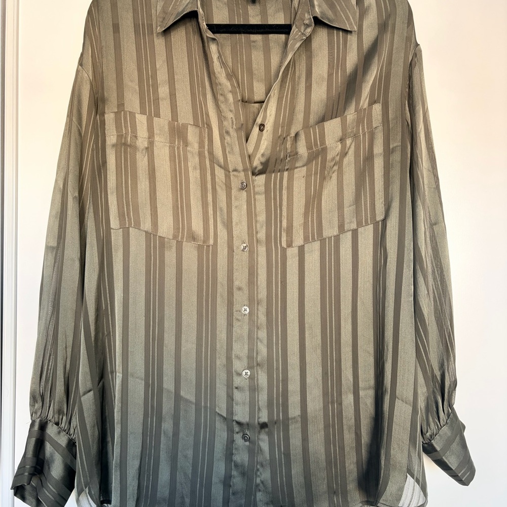 Reitmans Olive Striped Blouse